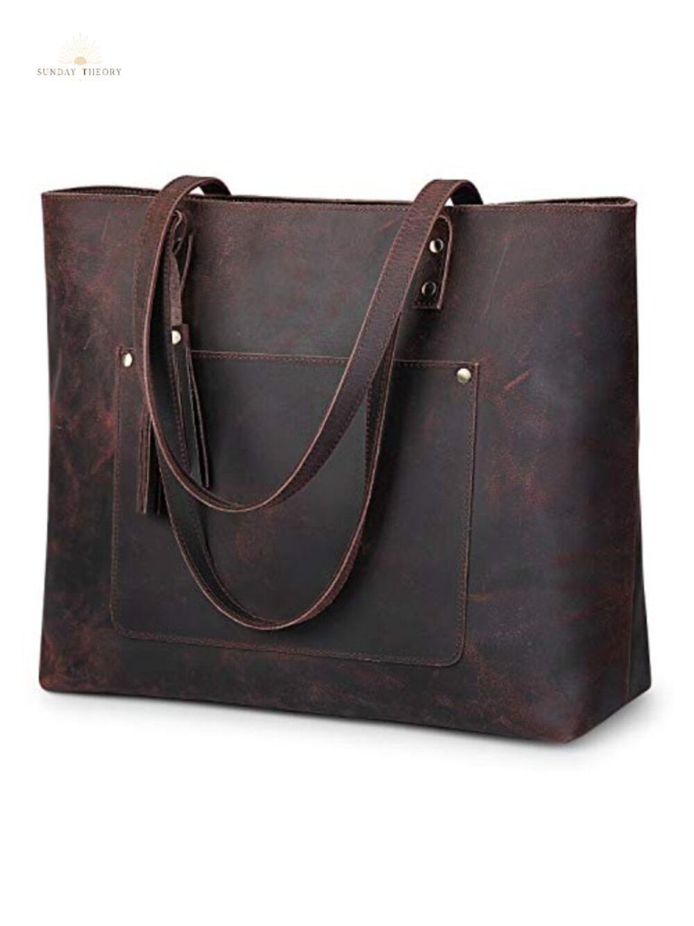 Buffalo Leather Tote Bag Large Work Handbag with Tassel